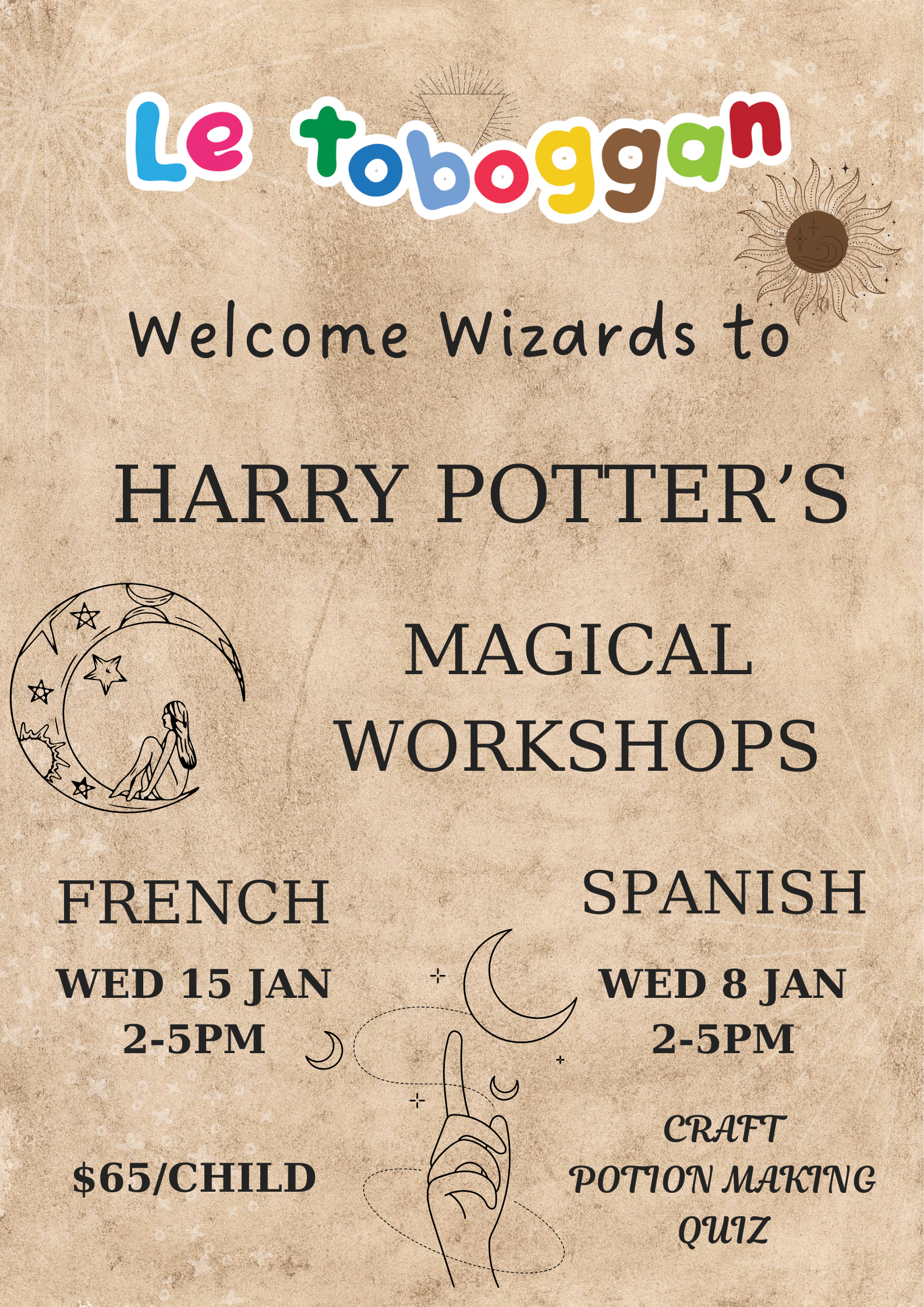 harry potter spanish workshop with le toboggan